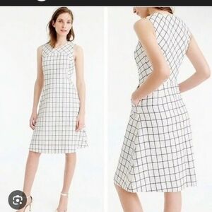 J. Crew White and Black Grid Midi Dress